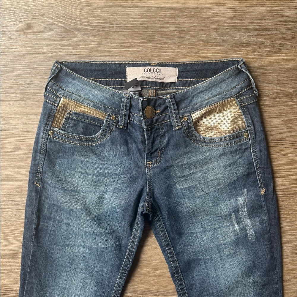 Colcci Jeans with Gold Sequin Detail - Size 4 - Picture 4 of 7